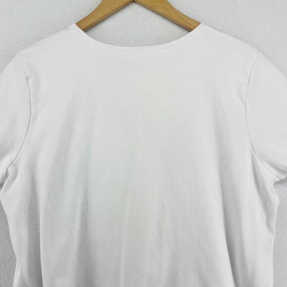 EILEEN FISHER Top XL Organic Cotton Interlock Jersey Crewneck Short Sleeve White - Picture 4 of 13